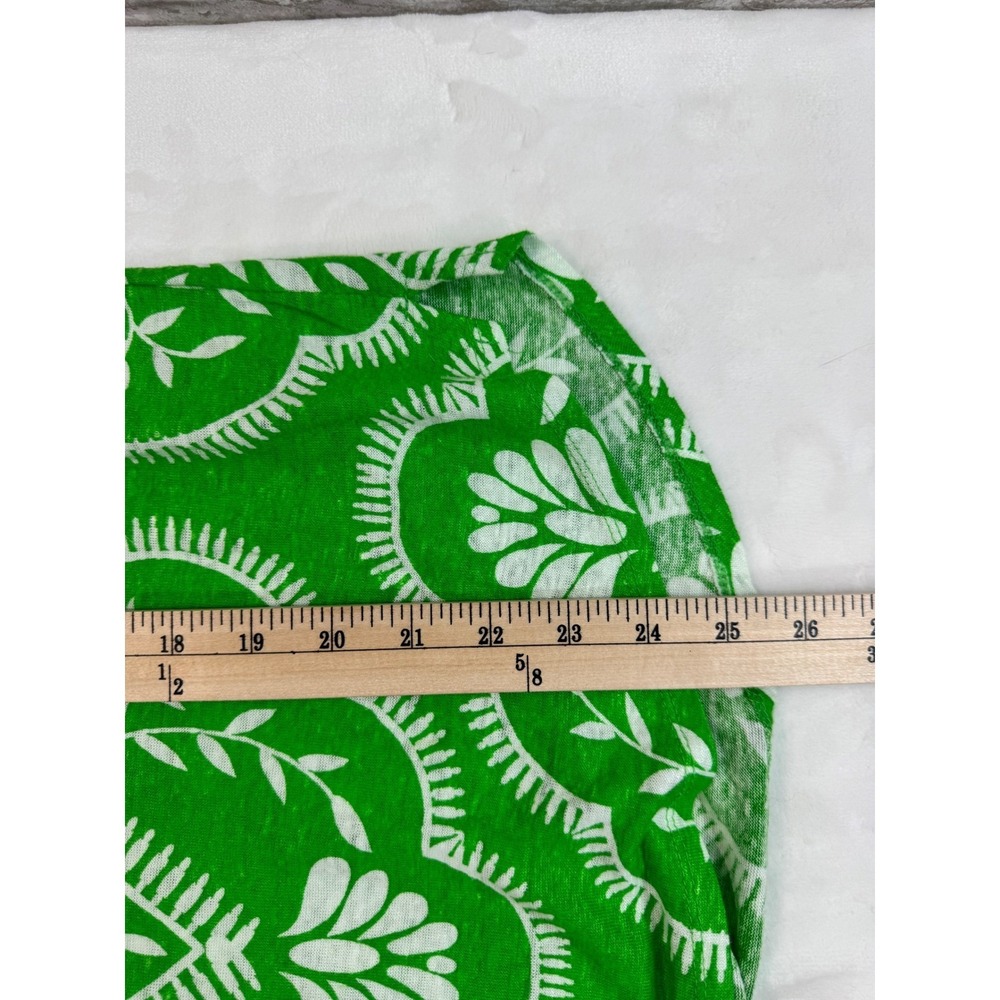 Joie Linen Tee Top Kelly Green White Paisley‎ Botanical Print Cap Sleeve Size L - Picture 9 of 9